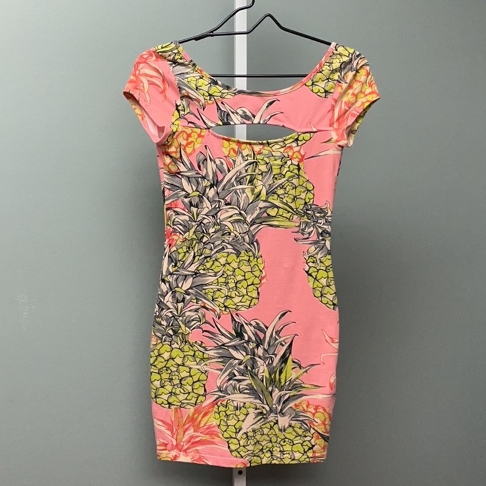 Guess Retro Pink and Green Fitted Cap Sleeve Dress by Guess Resort Wear , Hawai